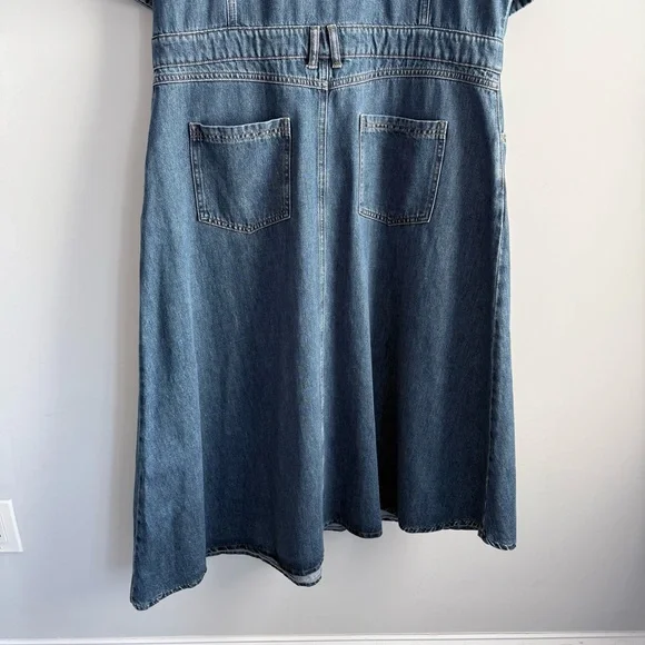 ALIGNE Mateo Short Sleeve Asymmetric Denim Midi Shirt Dress 12 Anthropologie - Picture 13 of 15